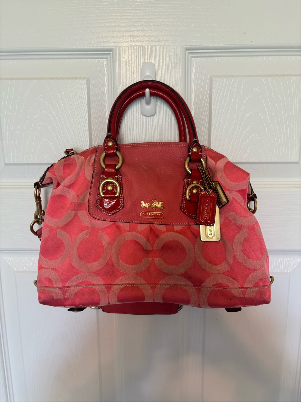 Y2K Coach Madison Sabrina Satchel Pink With Red Accents Purse